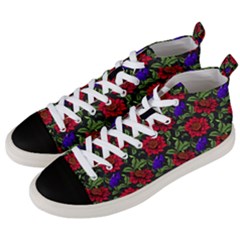 Spanish Passion Floral Pattern Men s Mid-top Canvas Sneakers by gloriasanchez