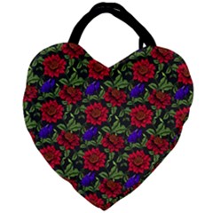 Spanish Passion Floral Pattern Giant Heart Shaped Tote by gloriasanchez