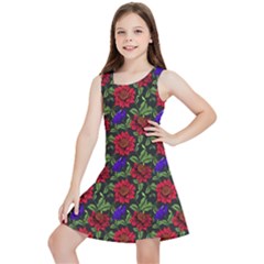 Spanish Passion Floral Pattern Kids  Lightweight Sleeveless Dress