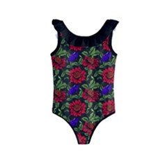 Spanish Passion Floral Pattern Kids  Frill Swimsuit by gloriasanchez