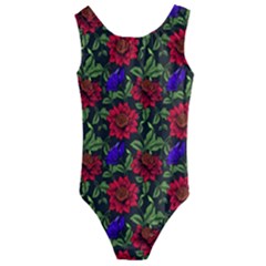 Spanish Passion Floral Pattern Kids  Cut-out Back One Piece Swimsuit by gloriasanchez