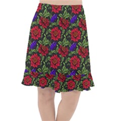 Spanish Passion Floral Pattern Fishtail Chiffon Skirt by gloriasanchez