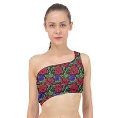 Spanish Passion Floral Pattern Spliced Up Bikini Top  by gloriasanchez