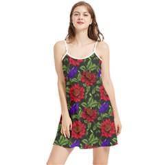 Spanish Passion Floral Pattern Summer Frill Dress