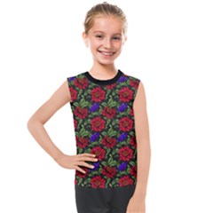 Spanish Passion Floral Pattern Kids  Mesh Tank Top by gloriasanchez