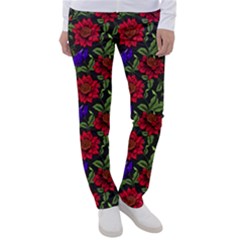 Spanish Passion Floral Pattern Women s Casual Pants