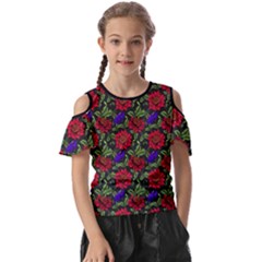 Spanish Passion Floral Pattern Kids  Butterfly Cutout Tee by gloriasanchez