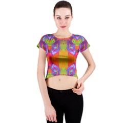 Glitch Futuristic Punk  Crew Neck Crop Top by gloriasanchez