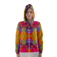 Glitch Futuristic Punk  Women s Hooded Windbreaker