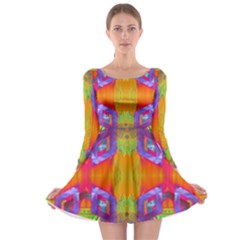 Glitch Futuristic Punk  Long Sleeve Skater Dress