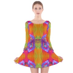 Glitch Futuristic Punk  Long Sleeve Velvet Skater Dress