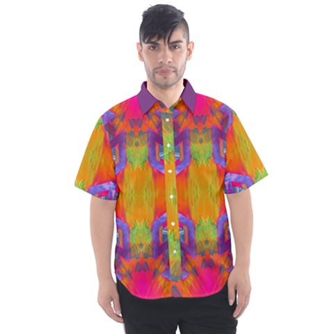 Glitch Futuristic Punk  Men s Short Sleeve Shirt by gloriasanchez