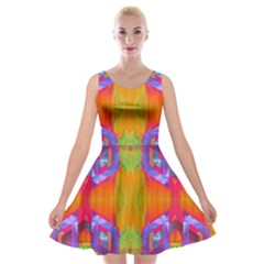 Glitch Futuristic Punk  Velvet Skater Dress