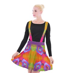 Glitch Futuristic Punk  Suspender Skater Skirt by gloriasanchez