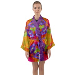 Glitch Futuristic Punk  Long Sleeve Satin Kimono by gloriasanchez