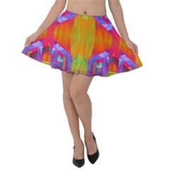 Glitch Futuristic Punk  Velvet Skater Skirt