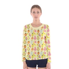 Tropical Fruits Pattern  Women s Long Sleeve Tee