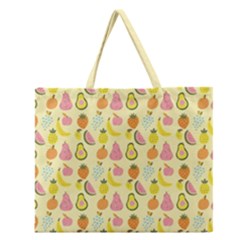 Tropical Fruits Pattern  Zipper Large Tote Bag by gloriasanchez