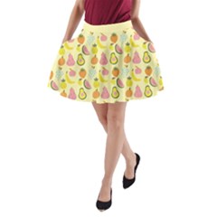 Tropical Fruits Pattern  A-line Pocket Skirt by gloriasanchez