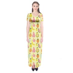 Tropical Fruits Pattern  Short Sleeve Maxi Dress by gloriasanchez