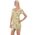 Tropical Fruits Pattern  Short Sleeve Asymmetric Mini Dress View1