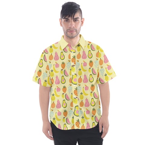 Tropical Fruits Pattern  Men s Short Sleeve Shirt by gloriasanchez