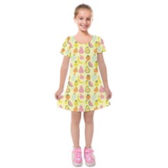 Tropical Fruits Pattern  Kids  Short Sleeve Velvet Dress