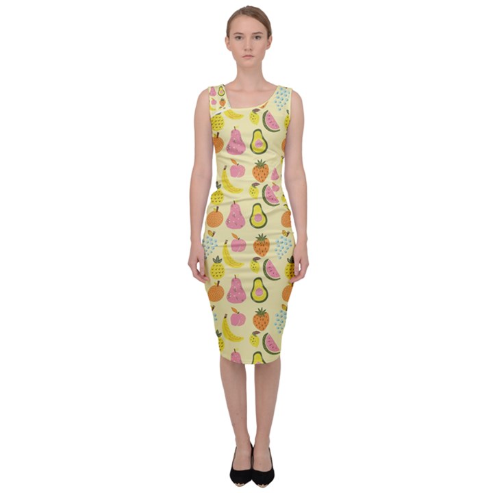 Tropical Fruits Pattern  Sleeveless Pencil Dress