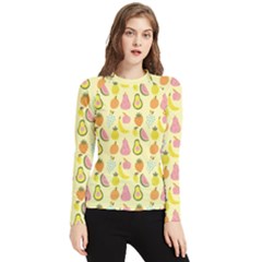 Tropical Fruits Pattern  Women s Long Sleeve Rash Guard