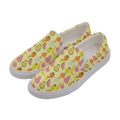 Tropical Fruits Pattern  Women s Canvas Slip Ons by gloriasanchez