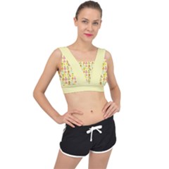 Tropical Fruits Pattern  V-back Sports Bra by gloriasanchez