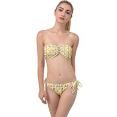 Tropical Fruits Pattern  Twist Bandeau Bikini Set by gloriasanchez