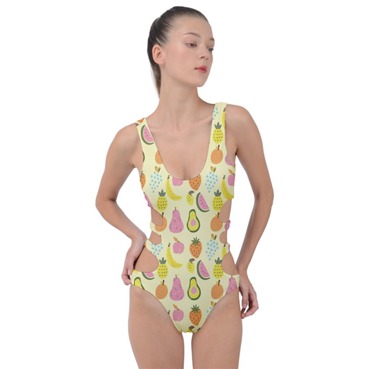 Tropical Fruits Pattern  Side Cut Out Swimsuit