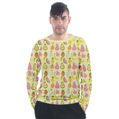 Tropical Fruits Pattern  Men s Long Sleeve Raglan Tee