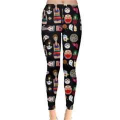 Drawing Collage Black Leggings  by snowwhitegirl