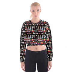 Drawing Collage Black Cropped Sweatshirt by snowwhitegirl