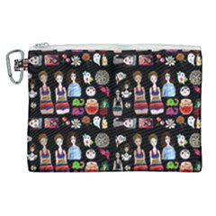 Drawing Collage Black Canvas Cosmetic Bag (xl) by snowwhitegirl