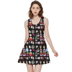 Drawing Collage Black Inside Out Reversible Sleeveless Dress