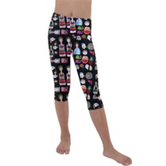 Drawing Collage Black Kids  Lightweight Velour Capri Leggings  by snowwhitegirl