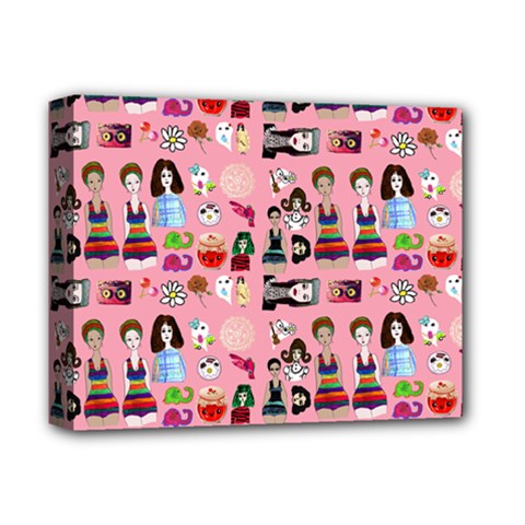 Drawing Collage Pink Deluxe Canvas 14  X 11  (stretched) by snowwhitegirl