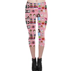 Drawing Collage Pink Capri Leggings  by snowwhitegirl