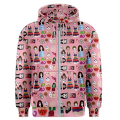 Drawing Collage Pink Men s Zipper Hoodie