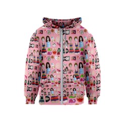 Drawing Collage Pink Kids  Zipper Hoodie by snowwhitegirl