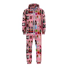 Drawing Collage Pink Hooded Jumpsuit (kids)