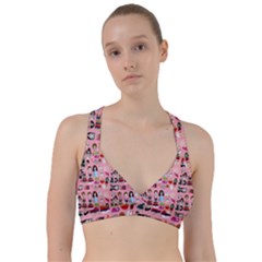 Drawing Collage Pink Sweetheart Sports Bra