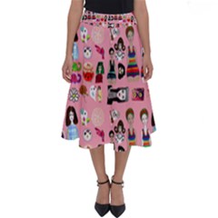 Drawing Collage Pink Perfect Length Midi Skirt by snowwhitegirl