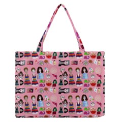 Drawing Collage Pink Zipper Medium Tote Bag by snowwhitegirl