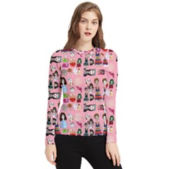 Drawing Collage Pink Women s Long Sleeve Rash Guard