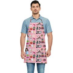 Drawing Collage Pink Kitchen Apron