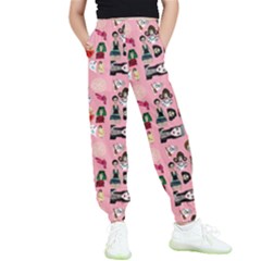 Drawing Collage Pink Kids  Elastic Waist Pants